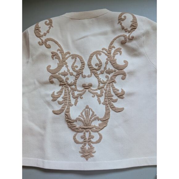 NWT L'AGENCE Kota Jacquard Cropped Cardigan Size XXL Ivory #3C511 - Picture 6 of 14